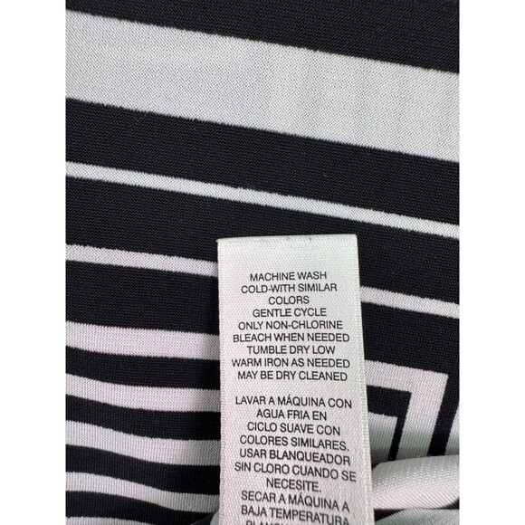 Chicos 3 Black White Geometric Asymmetrical Tunic Top 3/4 Sleeve Stretch - Picture 12 of 14